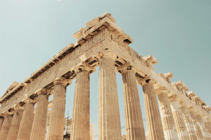 view-of-greece-ancient-roman-structure-view-from-below